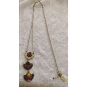 Brown and gold long necklace